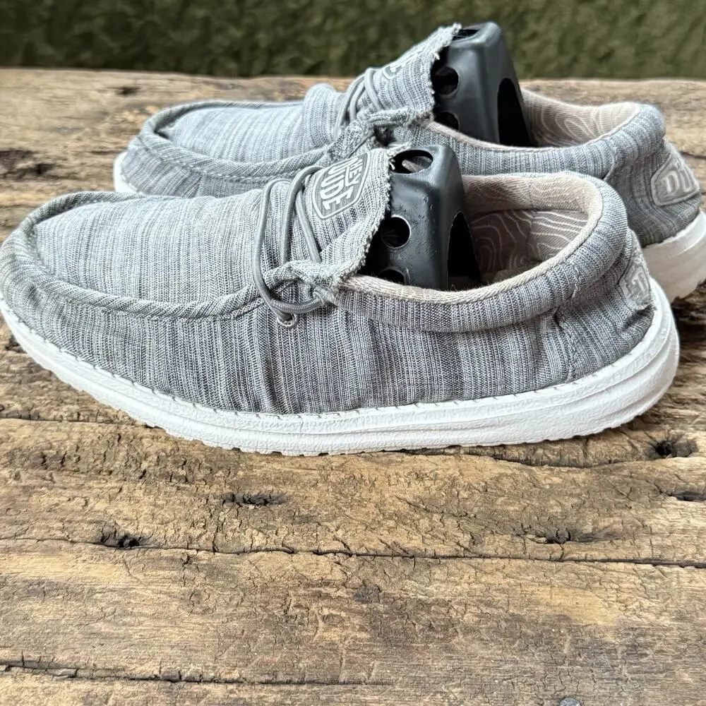 Hey Dude Wally Youth Blend Linen Shoes Stone Size US 5 / Women 6 / EU 37